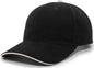 Pacific Headwear 121C Brushed Cotton Sandwich Visor Hook and Loop Cap Black Khaki Black Khaki / 7’’ 7 7/8’’