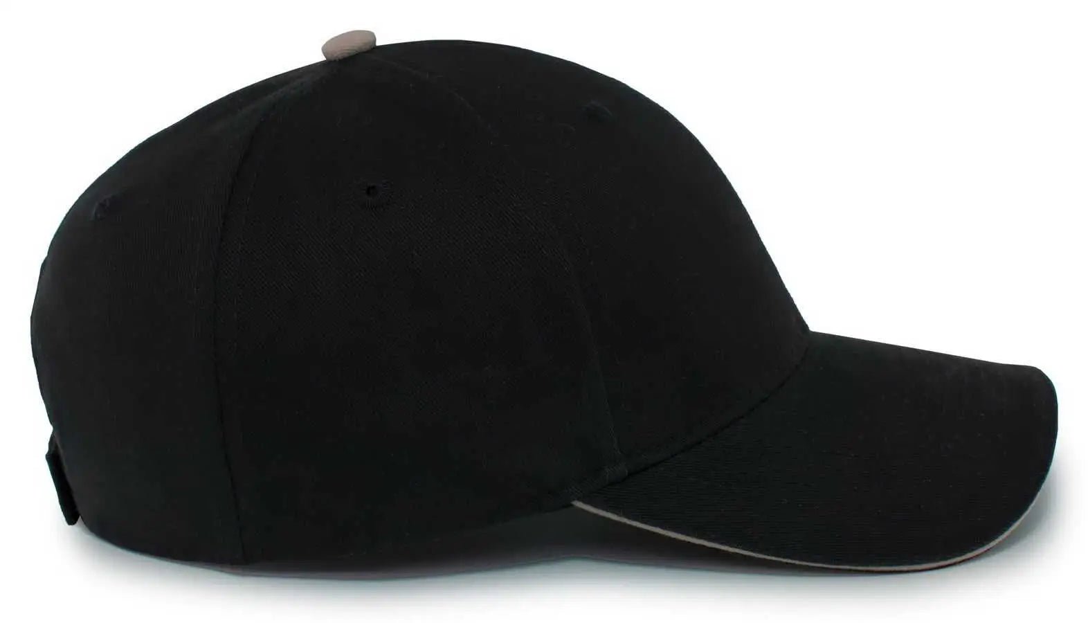 Pacific Headwear 121C Brushed Cotton Sandwich Visor Hook-and-Loop Cap - Black Khaki - Black Khaki / 7’’ - 7 7/8’’