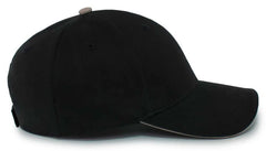 Pacific Headwear 121C Brushed Cotton Sandwich Visor Hook and Loop Cap Black Khaki Black Khaki / 7’’ 7 7/8’’