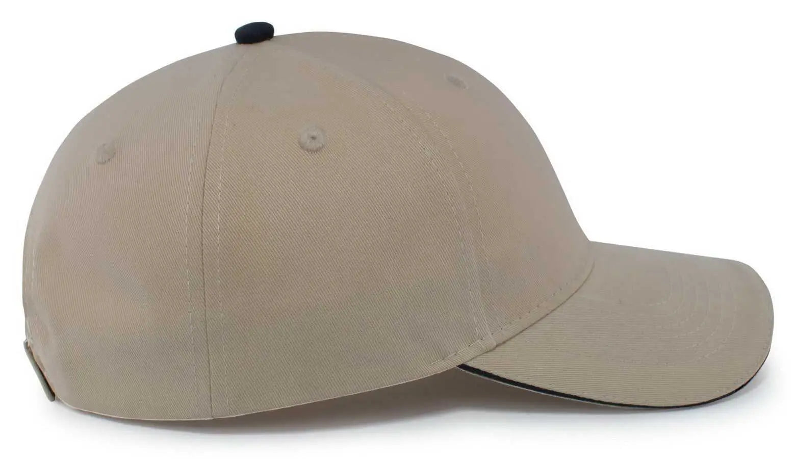 Pacific Headwear 121C Brushed Cotton Sandwich Visor Hook-and-Loop Cap - Khaki Navy - Khaki Navy / 7’’ - 7 7/8’’