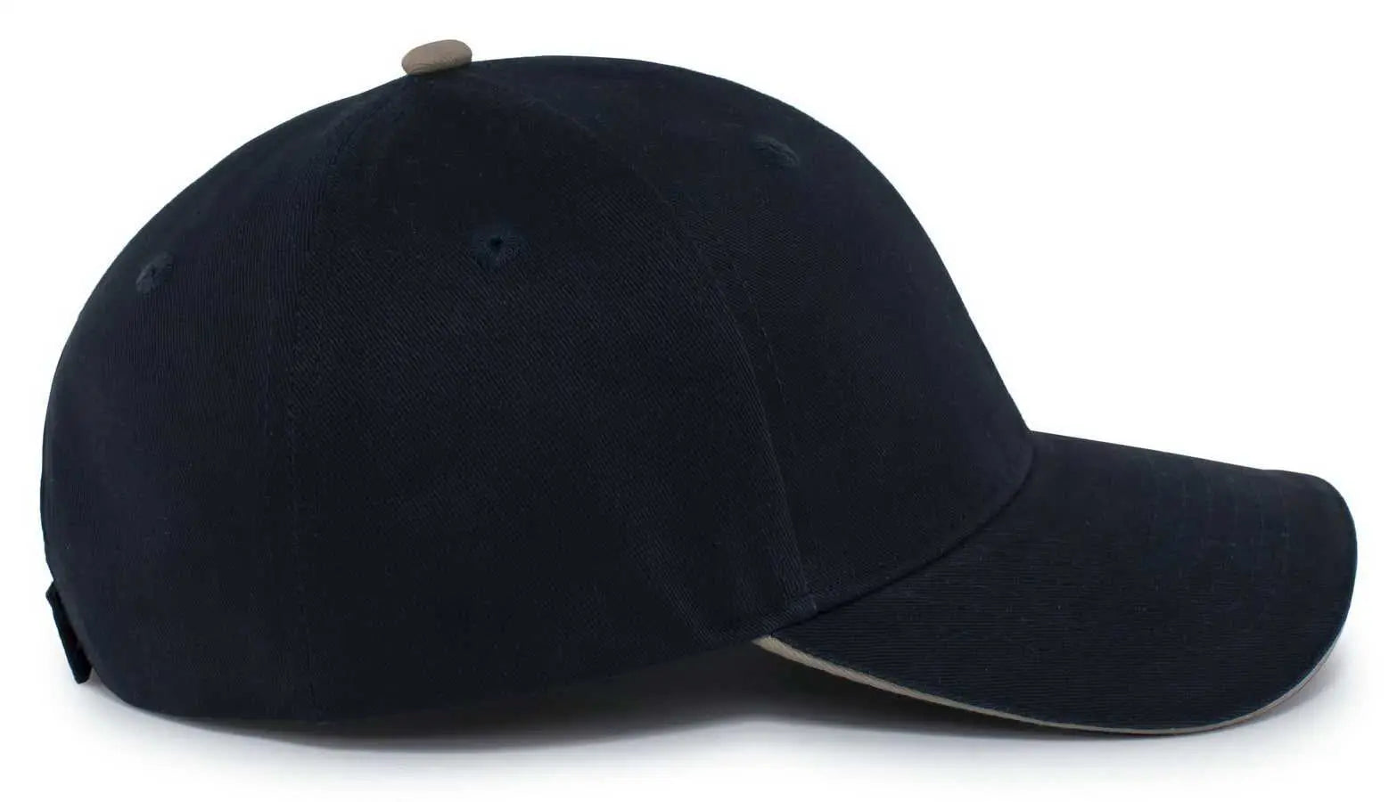Pacific Headwear 121C Brushed Cotton Sandwich Visor Hook-and-Loop Cap - Navy Khaki - Navy Khaki / 7’’ - 7 7/8’’
