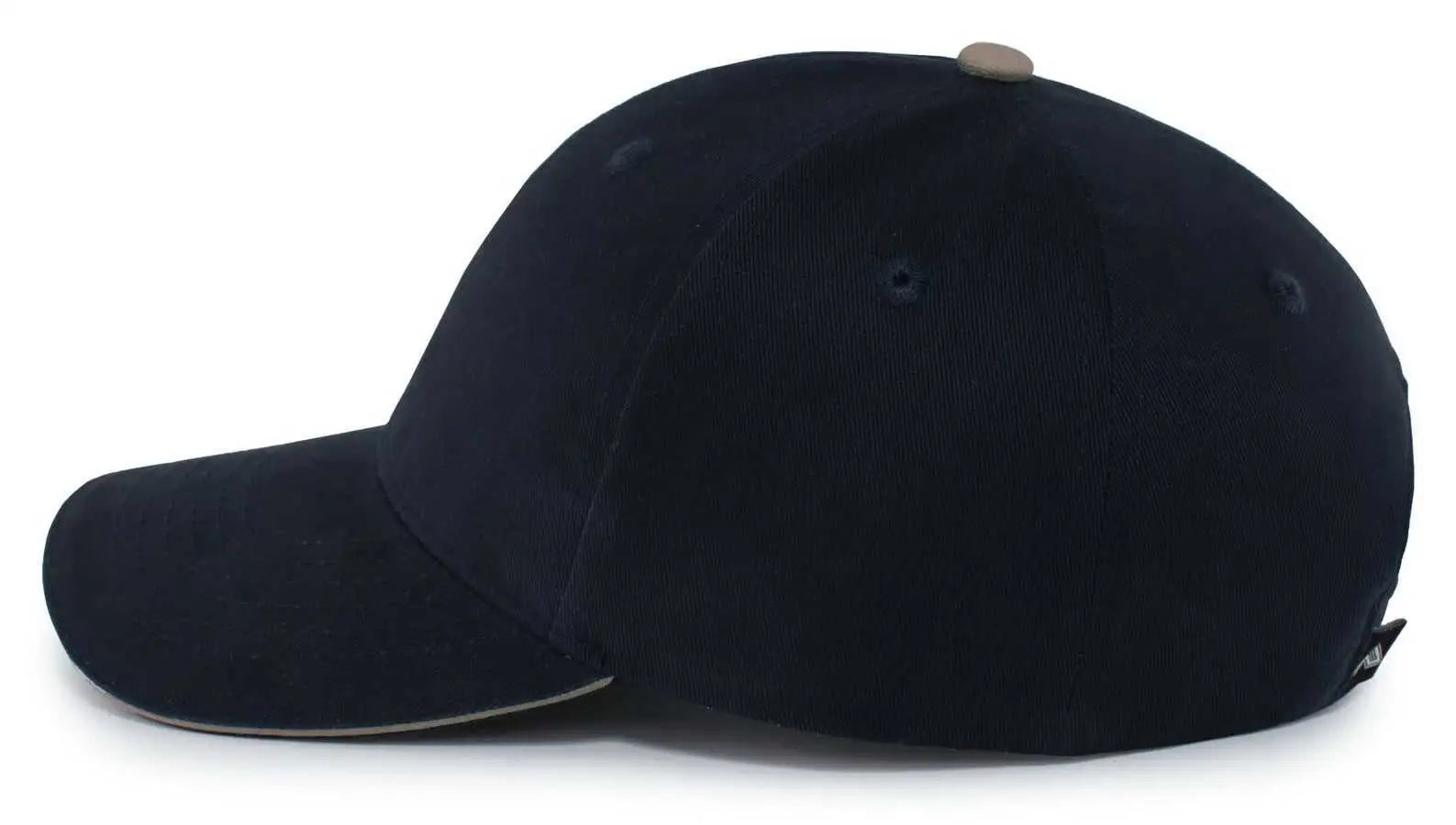 Pacific Headwear 121C Brushed Cotton Sandwich Visor Hook-and-Loop Cap - Navy Khaki - Navy Khaki / 7’’ - 7 7/8’’
