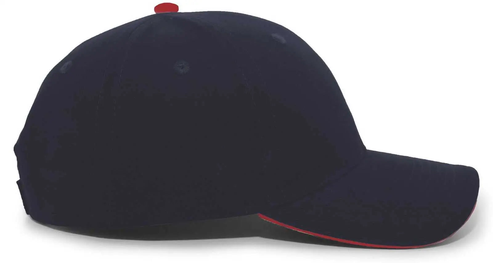 Pacific Headwear 121C Brushed Cotton Sandwich Visor Hook-and-Loop Cap - Navy Red - Navy Red / 7’’ - 7 7/8’’