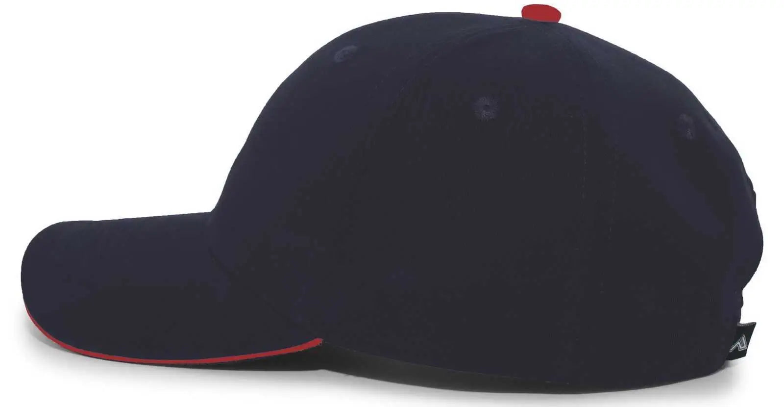 Pacific Headwear 121C Brushed Cotton Sandwich Visor Hook-and-Loop Cap - Navy Red - Navy Red / 7’’ - 7 7/8’’