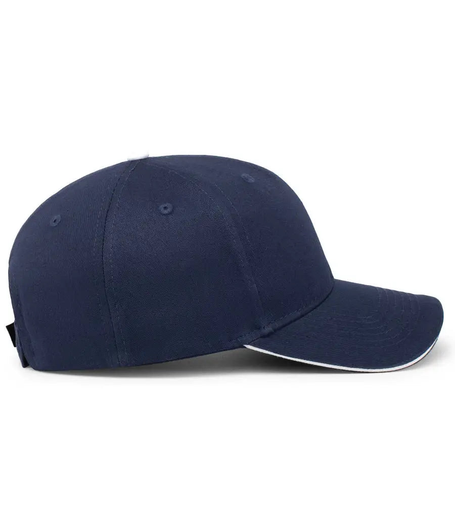 Pacific Headwear 121C Brushed Cotton Sandwich Visor Hook-and-Loop Cap - Navy White - Navy White / 7’’ - 7 7/8’’