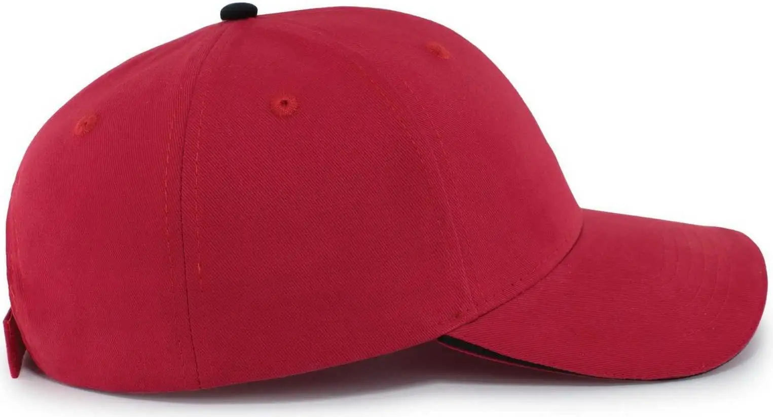 Pacific Headwear 121C Brushed Cotton Sandwich Visor Hook-and-Loop Cap - Red Black - Red Black / 7’’ - 7 7/8’’