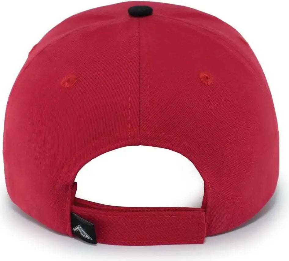 Pacific Headwear 121C Brushed Cotton Sandwich Visor Hook-and-Loop Cap - Red Black - Red Black / 7’’ - 7 7/8’’
