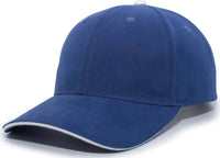 Pacific Headwear 121C Brushed Cotton Sandwich Visor Hook and Loop Cap Royal White Royal White / 7’’ 7 7/8’’