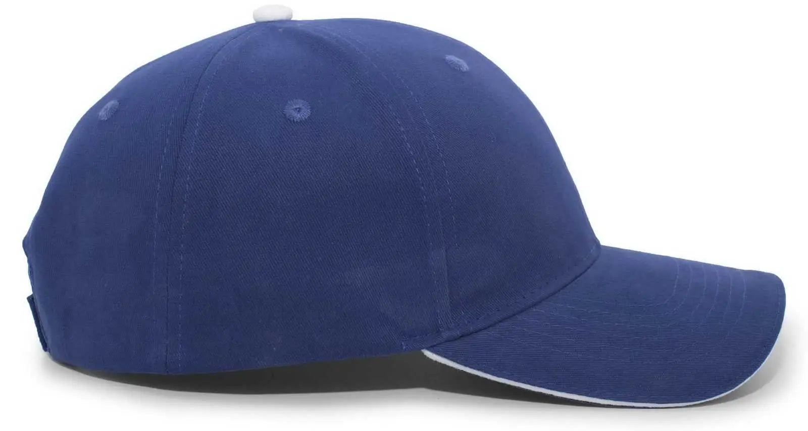 Pacific Headwear 121C Brushed Cotton Sandwich Visor Hook-and-Loop Cap - Royal White - Royal White / 7’’ - 7 7/8’’