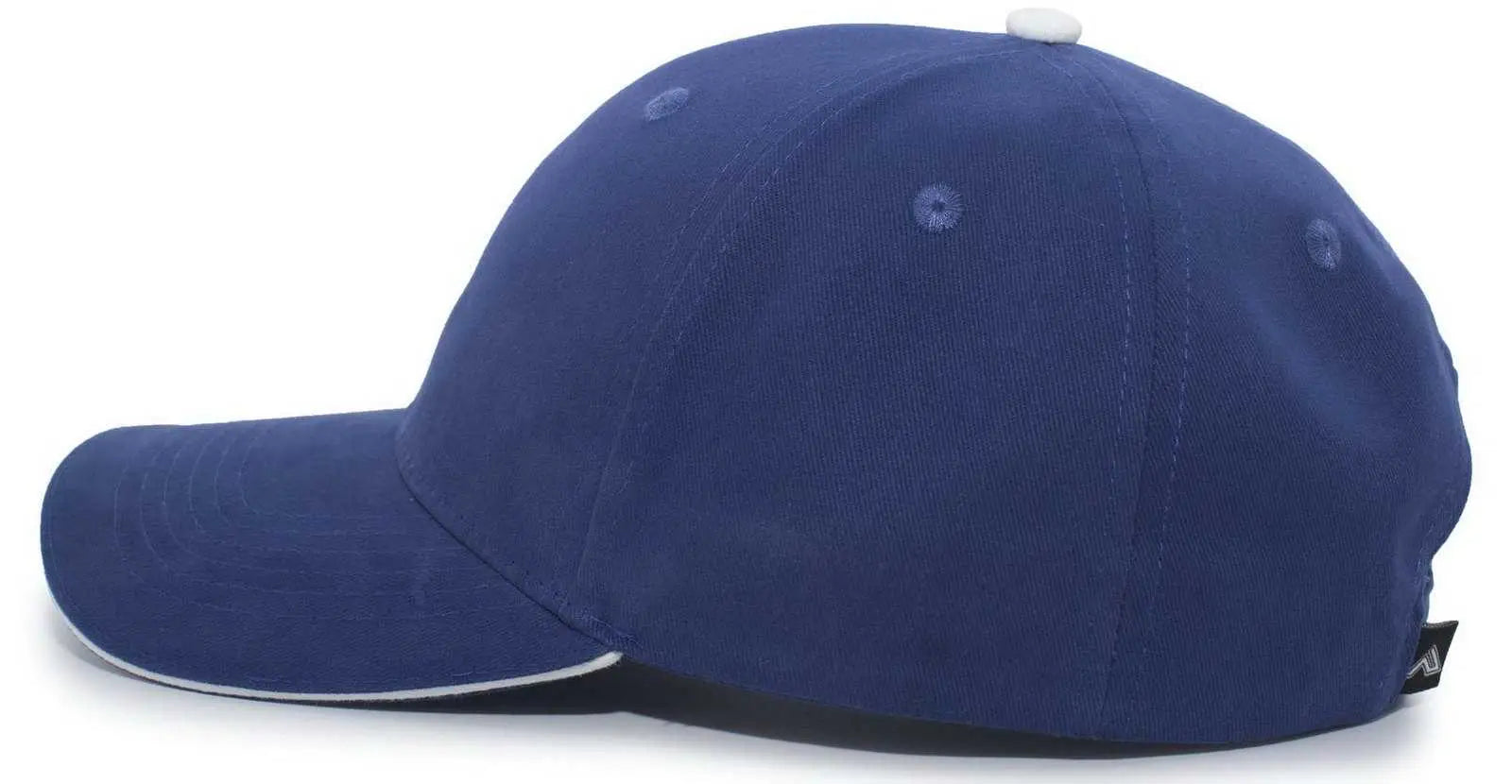 Pacific Headwear 121C Brushed Cotton Sandwich Visor Hook-and-Loop Cap - Royal White - Royal White / 7’’ - 7 7/8’’