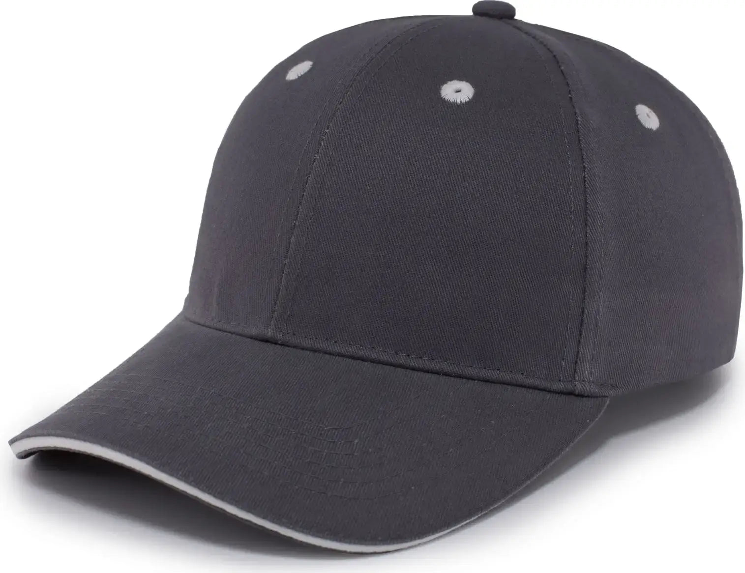 Pacific Headwear 121C Brushed Twll Cap with Sandwch Visor - Graphite White - Dark Gray White / One size Fits Most