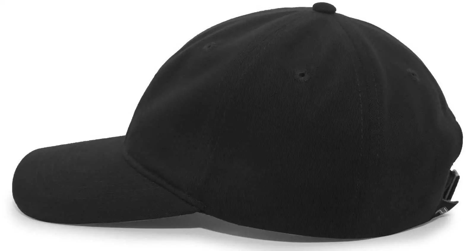 Pacific Headwear 201C Brushed Cotton Twill Buckle Strap Adjustable Cap - Black - Black / 7’’ - 7 7/8’’