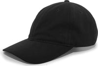 Pacific Headwear 201C Brushed Cotton Twill Buckle Strap Adjustable Cap - Black - Black / 7’’ - 7 7/8’’