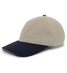 Pacific Headwear 201C Brushed Cotton Twill Buckle Strap Adjustable Cap - Khaki Navy - Khaki Navy / 7’’ - 7 7/8’’