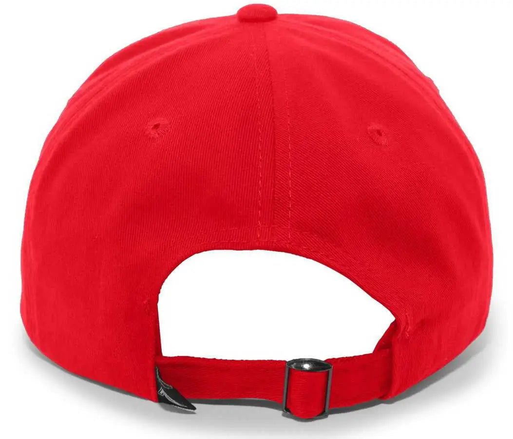 Pacific Headwear 201C Brushed Cotton Twill Buckle Strap Adjustable Cap - Red - Red / 7’’ - 7 7/8’’