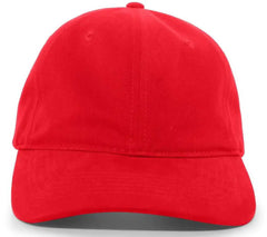 Pacific Headwear 201C Brushed Cotton Twill Buckle Strap Adjustable Cap - Red - Red / 7’’ - 7 7/8’’
