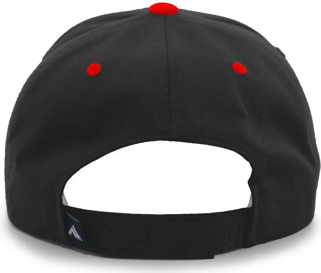 Pacific Headwear 302C Cotton Blend Hook-and-Loop Cap - Black Red