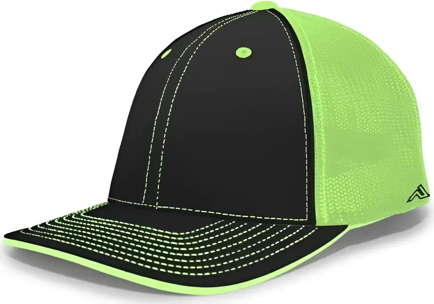 Pacific Headwear 404F Trucker Flexfit Cap Black Neon Green Black Black Green / 6 1/2’’ 7’’