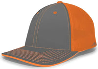 Pacific Headwear 404F Trucker Flexfit Cap Graphite Neon Orange Graphite Dark Gray Orange / 6 1/2’’ 7’’