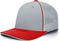 Pacific Headwear 404F Trucker Flexfit Cap Silver Red Light Gary Red / 6 1/2’’ 7’’