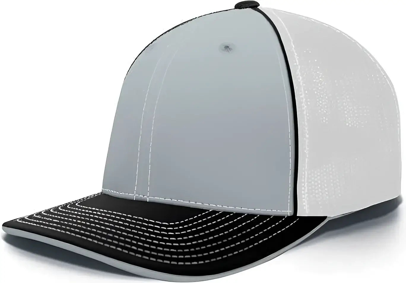 Pacific Headwear 404F Trucker Flexfit Cap - Silver White Black - Light Gary Black / 6 1/2’’ 7’’