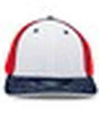 Pacific Headwear 404F Trucker Flexfit Cap - White Red Navy