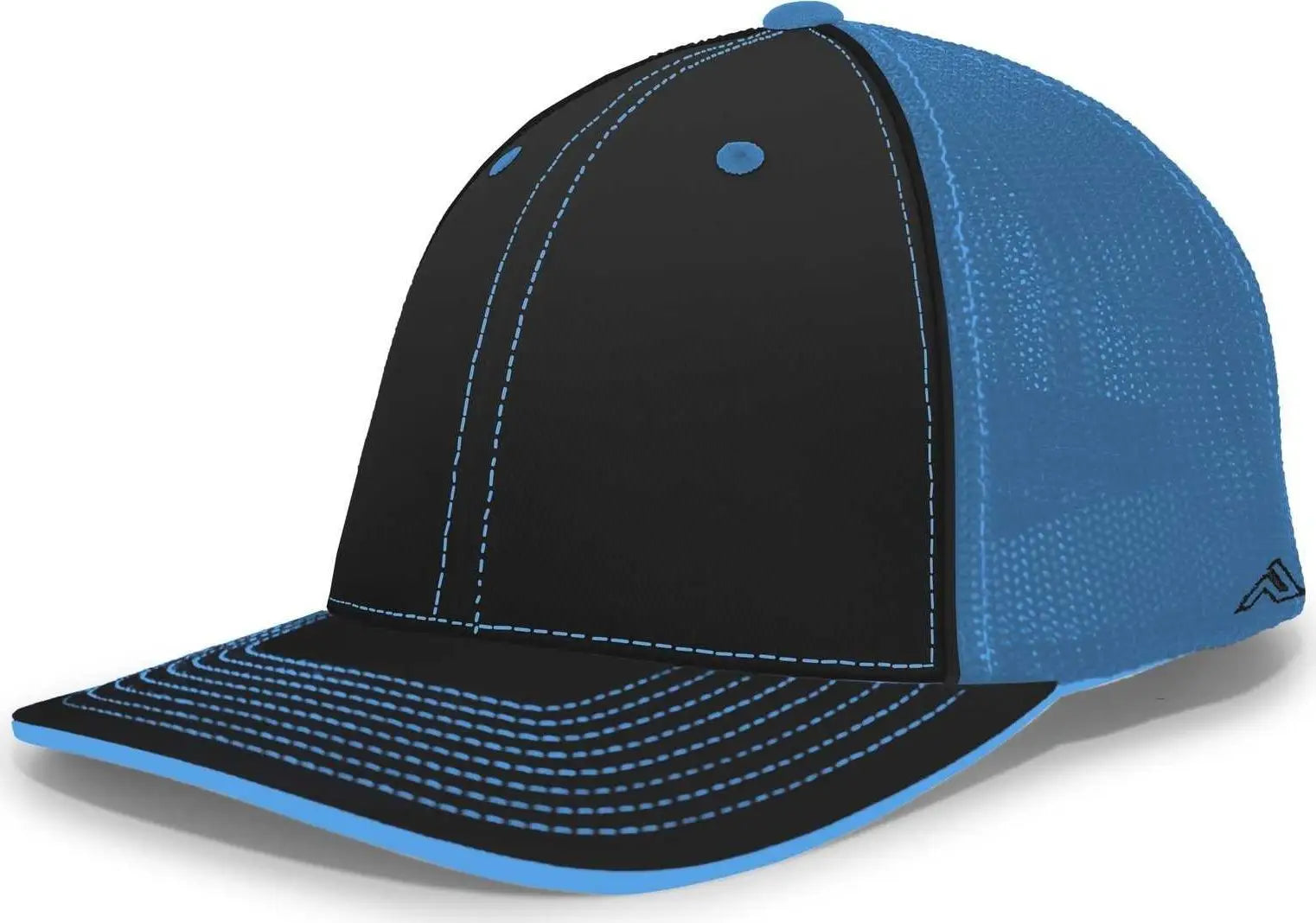 Pacific Headwear 404M Trucker Flexfit Cap - Black Neon Blue - Black Blue / 6 1/2’’ - 7’’