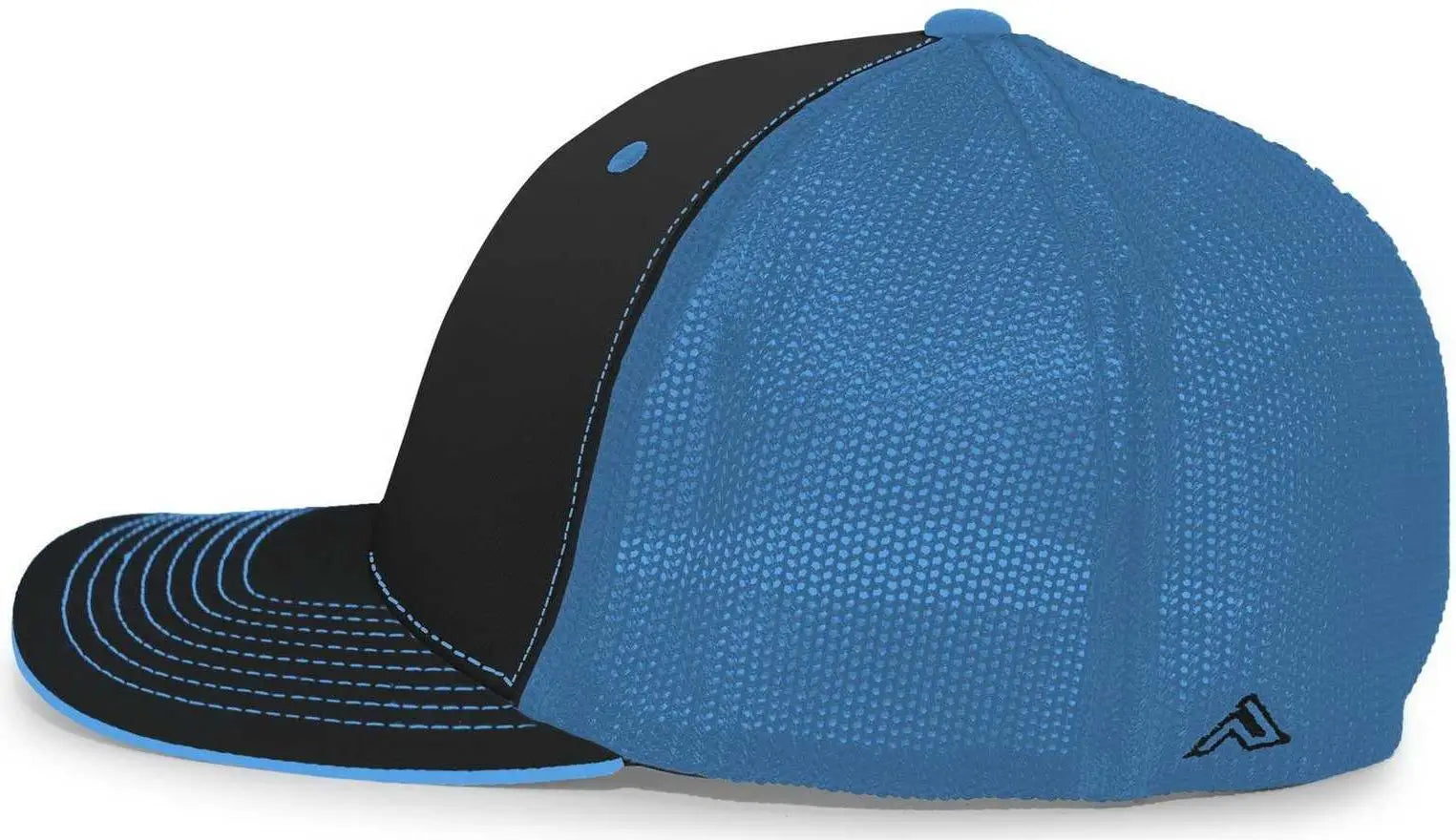 Pacific Headwear 404M Trucker Flexfit Cap - Black Neon Blue