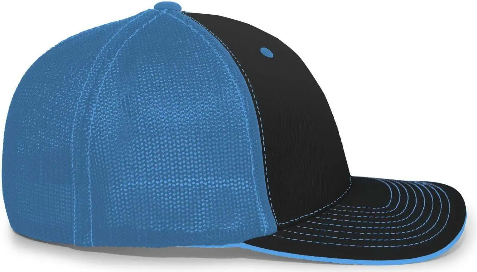 Pacific Headwear 404M Trucker Flexfit Cap - Black Neon Blue