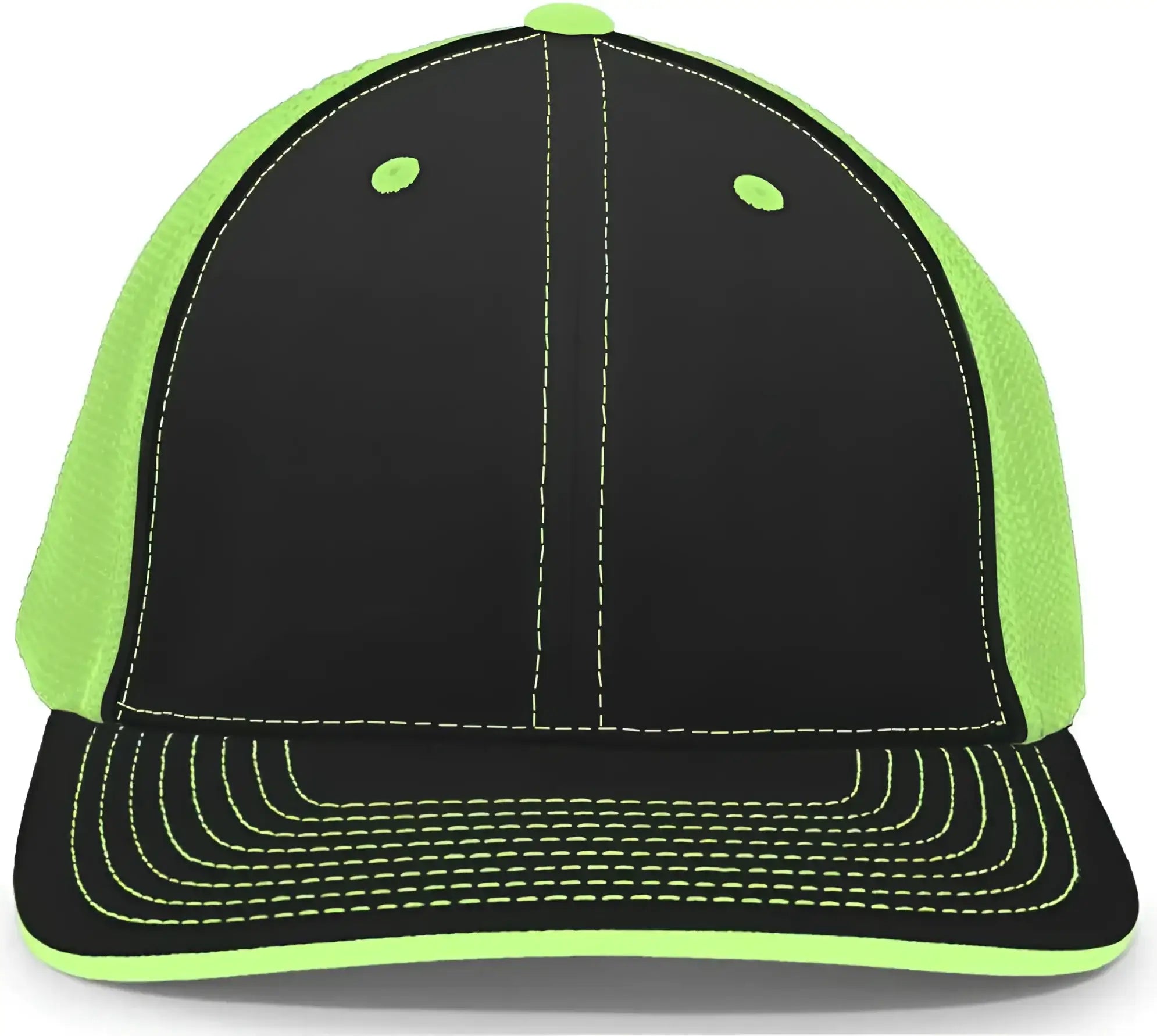 Pacific Headwear 404M Trucker Flexfit Cap - Black Neon Green
