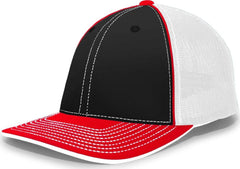 Pacific Headwear 404M Trucker Flexfit Cap - Black Red - Black Red / 6 1/2’’ - 7’’