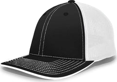 Pacific Headwear 404M Trucker Flexfit Cap - Black White - Black White / 6 1/2’’ - 7’’