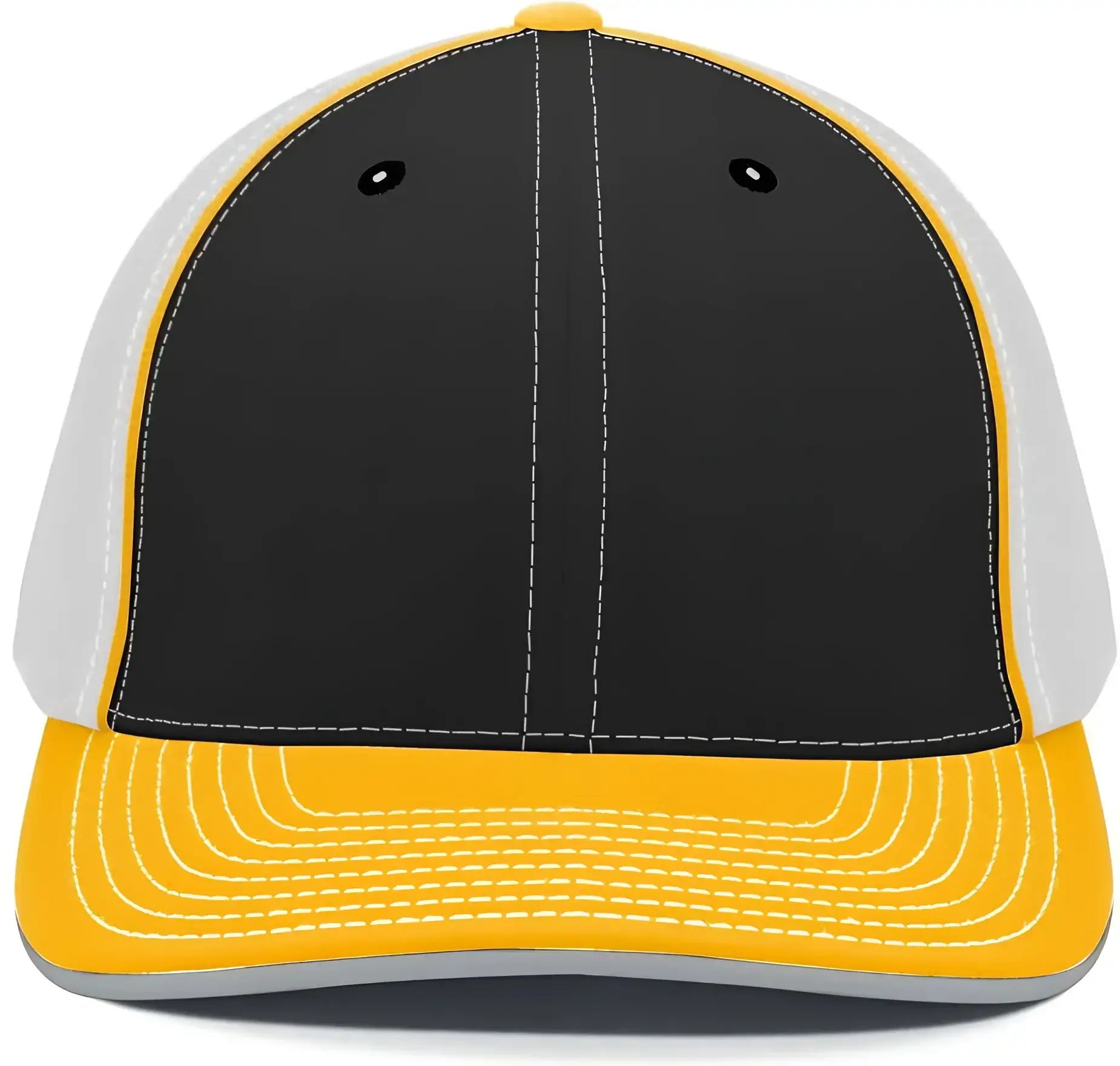 Pacific Headwear 404M Trucker Flexfit Cap - Black White Gold