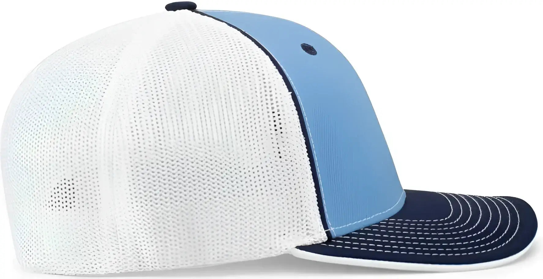 Pacific Headwear 404M Trucker Flexfit Cap - Columbia Blue Navy White