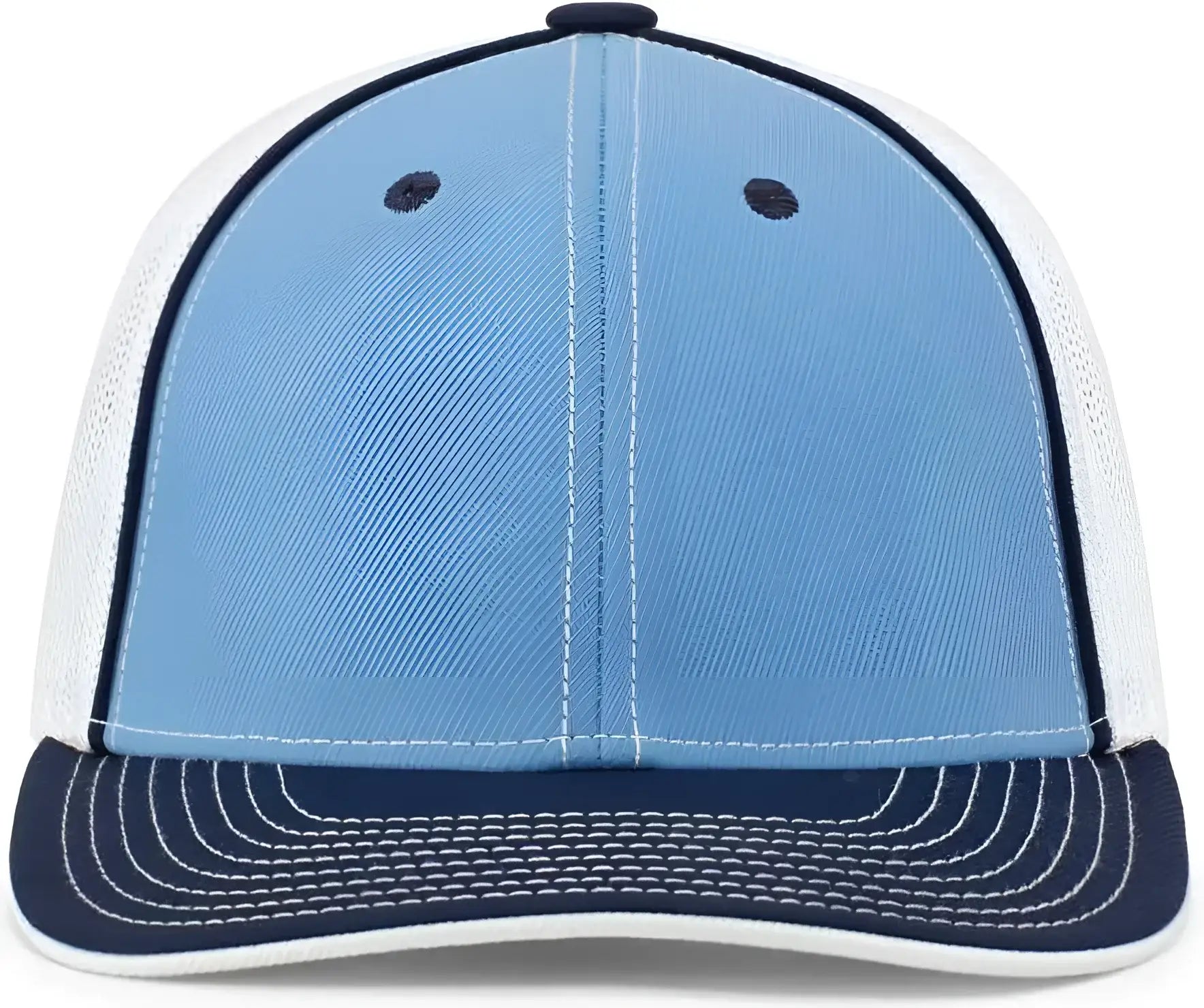 Pacific Headwear 404M Trucker Flexfit Cap - Columbia Blue Navy White