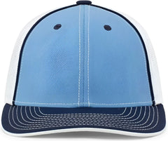 Pacific Headwear 404M Trucker Flexfit Cap - Columbia Blue Navy White