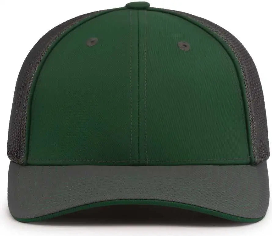 Pacific Headwear 404M Trucker Flexfit Cap - Dark Green Graphite