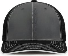 Pacific Headwear 404M Trucker Flexfit Cap Graphite Black Black