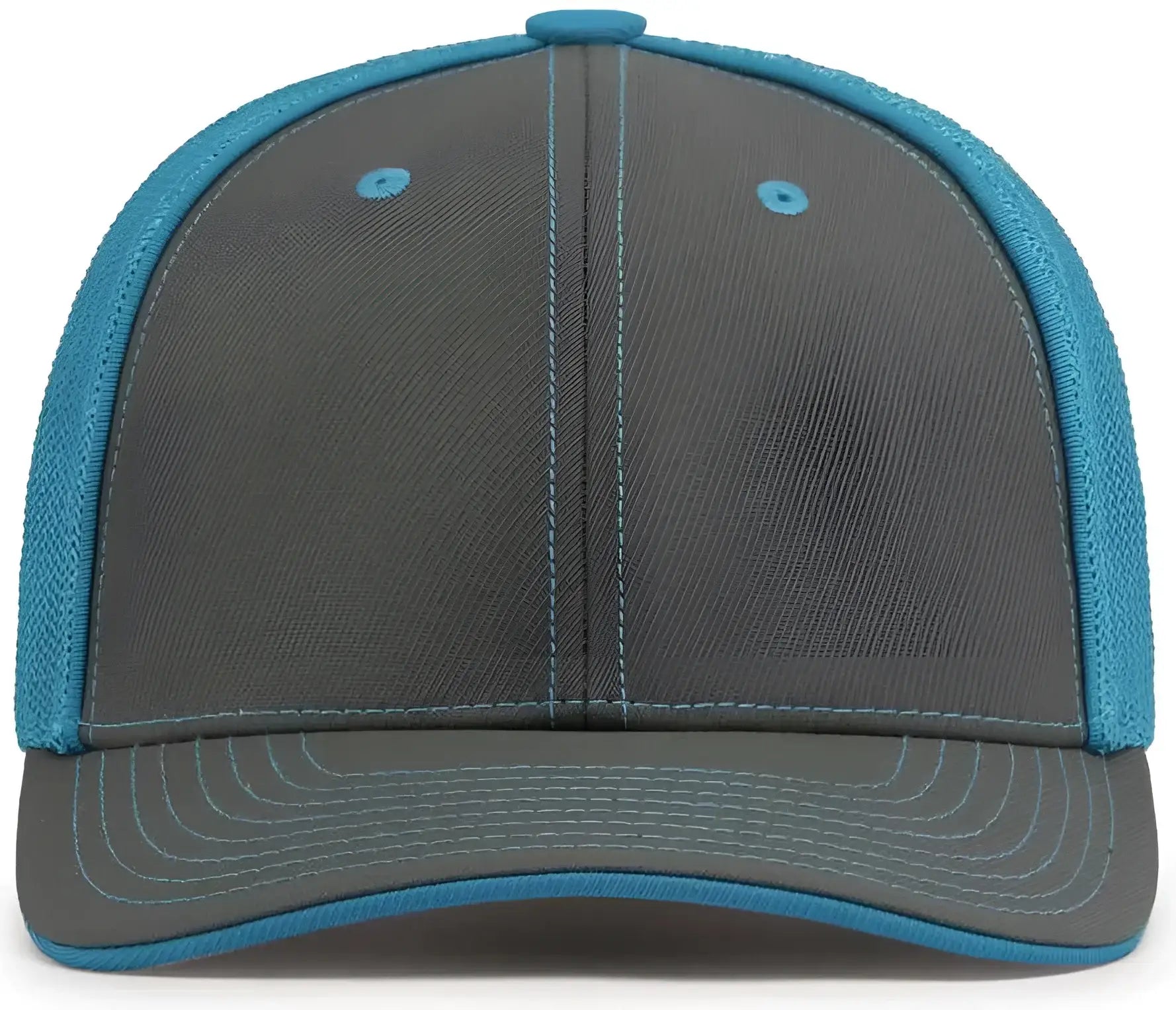 Pacific Headwear 404M Trucker Flexfit Cap - Graphite Neon Blue