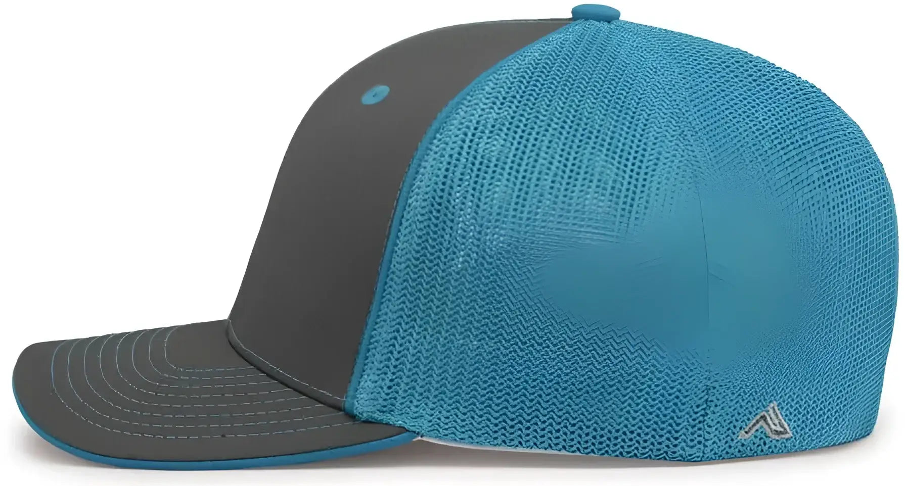 Pacific Headwear 404M Trucker Flexfit Cap - Graphite Neon Blue