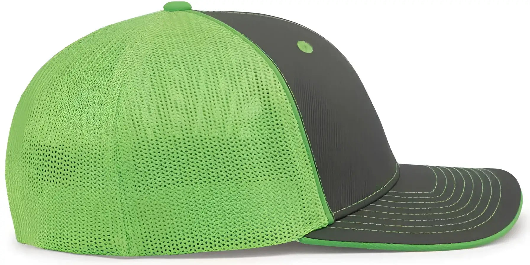 Pacific Headwear 404M Trucker Flexfit Cap - Graphite Neon Green