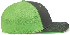 Pacific Headwear 404M Trucker Flexfit Cap Graphite Neon Green