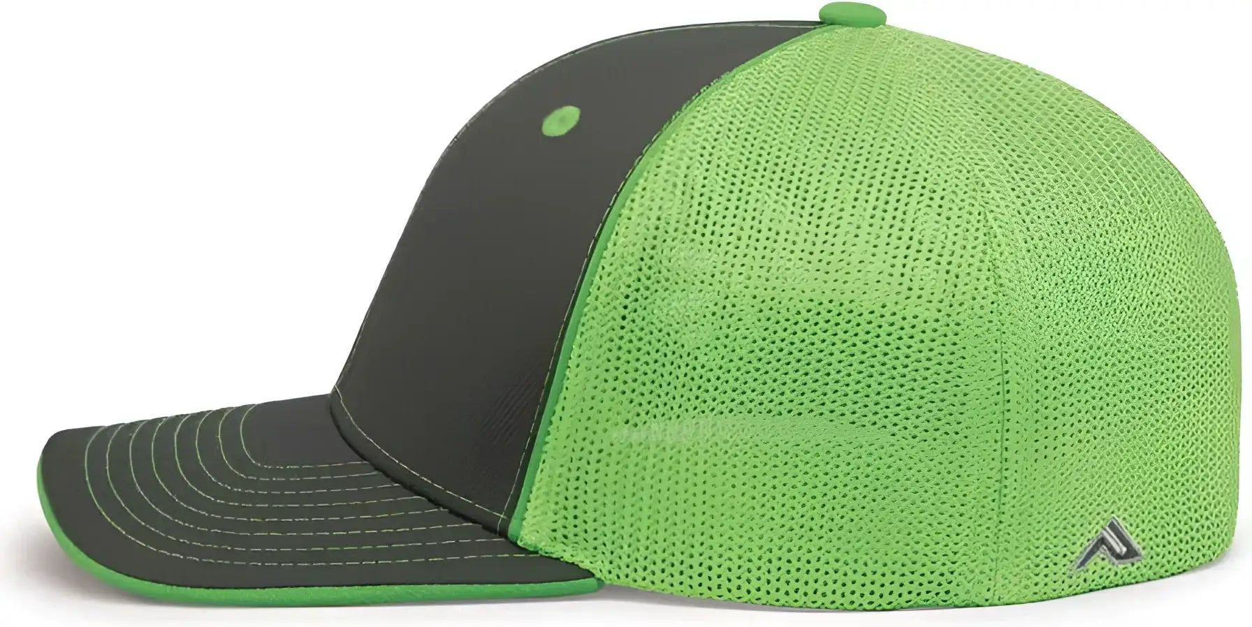 Pacific Headwear 404M Trucker Flexfit Cap - Graphite Neon Green