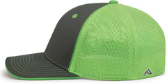 Pacific Headwear 404M Trucker Flexfit Cap Graphite Neon Green