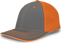 Pacific Headwear 404M Trucker Flexfit Cap Graphite Neon Orange Dark Gray Orange / 6 1/2’’ 7’’