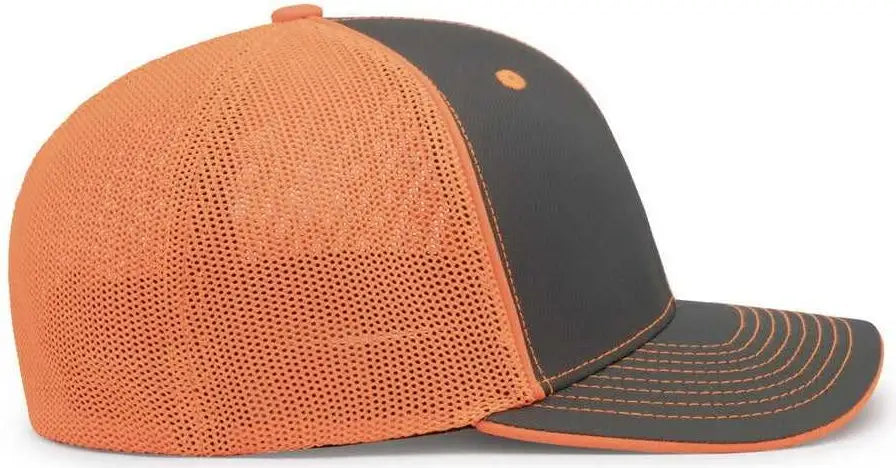 Pacific Headwear 404M Trucker Flexfit Cap - Graphite Neon Orange