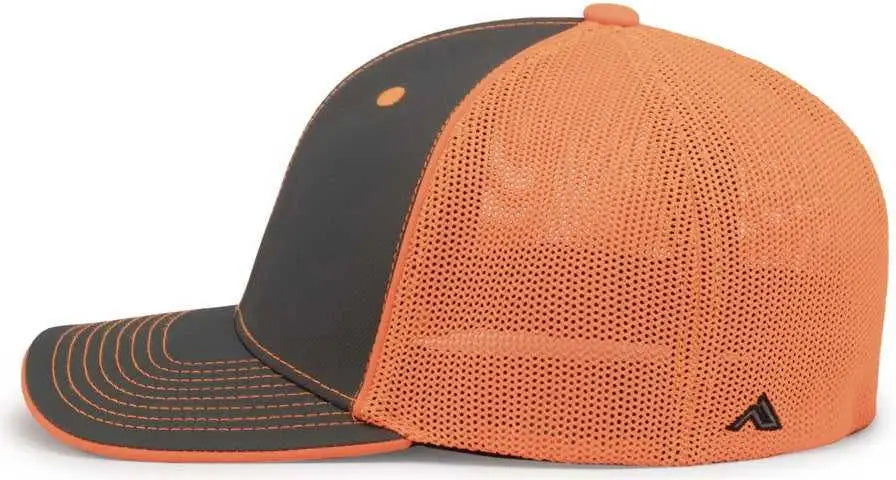 Pacific Headwear 404M Trucker Flexfit Cap - Graphite Neon Orange