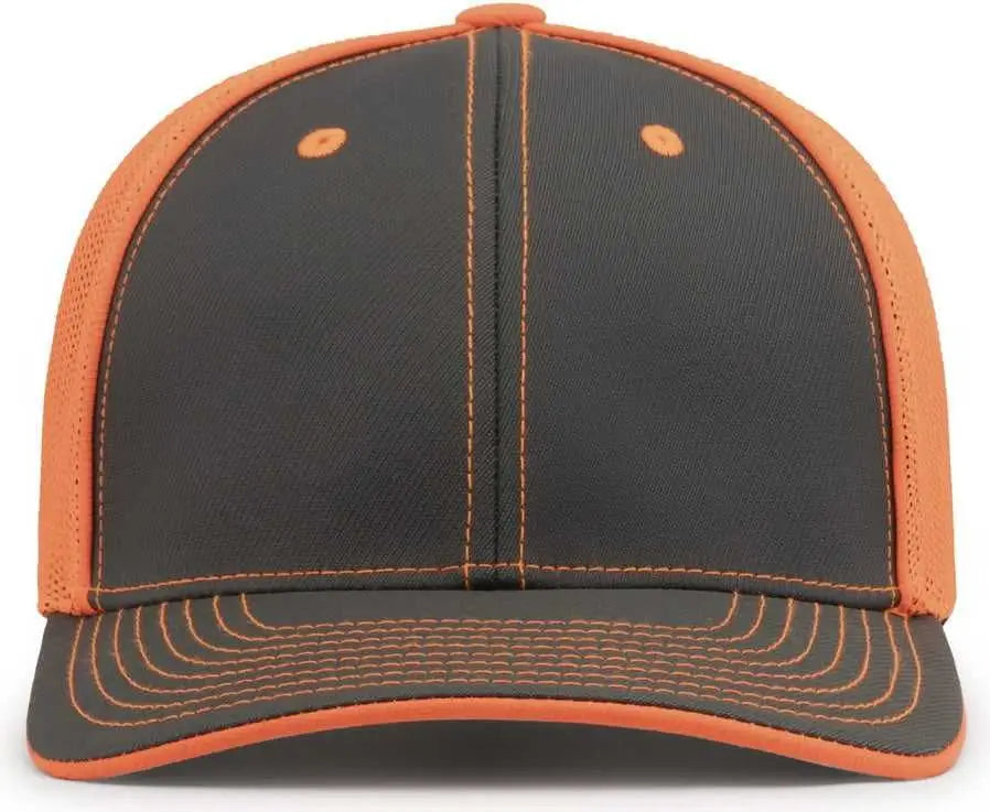 Pacific Headwear 404M Trucker Flexfit Cap - Graphite Neon Orange