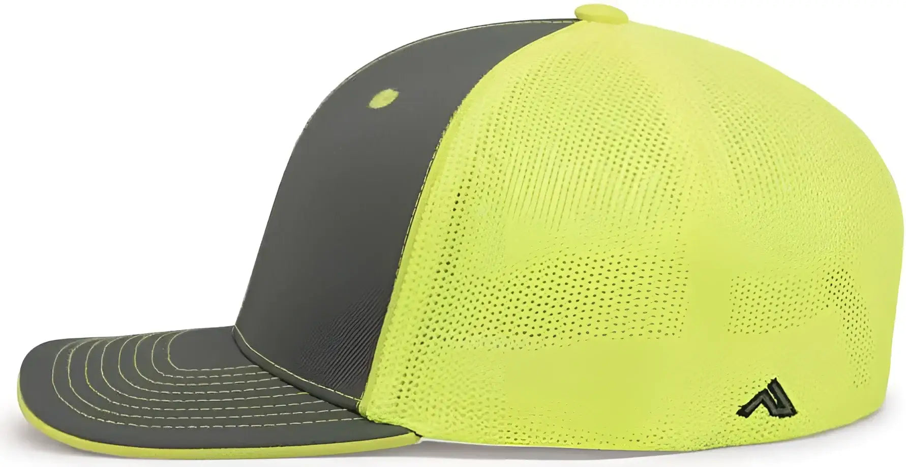 Pacific Headwear 404M Trucker Flexfit Cap - Graphite Neon Yellow