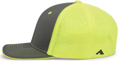 Pacific Headwear 404M Trucker Flexfit Cap Graphite Neon Yellow